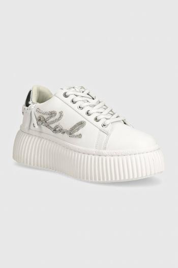 Kožené sneakers boty Karl Lagerfeld KREEPER bílá barva, KL42372G