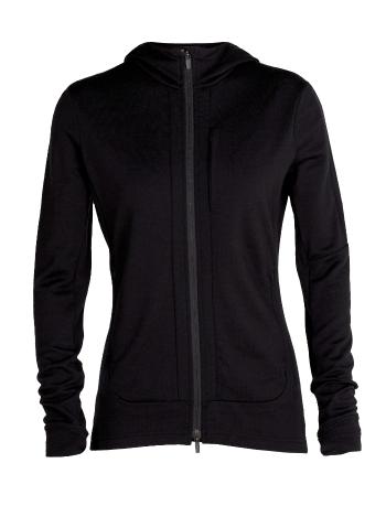 dámská merino mikina ICEBREAKER Wmns Quantum III LS Zip Hood, Black velikost: M