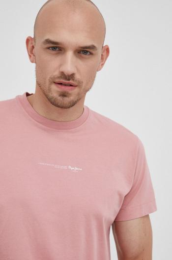 Bavlněné tričko Pepe Jeans Andreas růžová barva, s potiskem