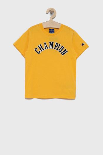 Dětské bavlněné tričko Champion 305776 žlutá barva, hladké
