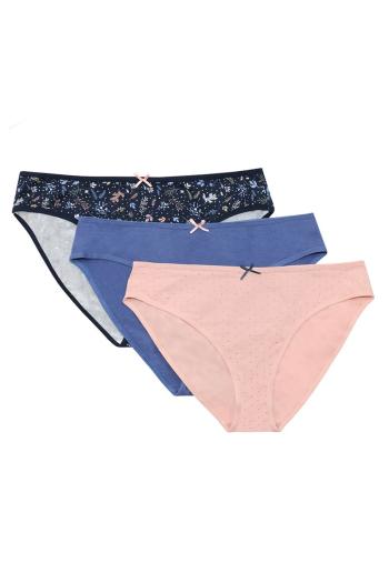 Trojbalení bavlněných kalhotek Mimi - růžová + modrá