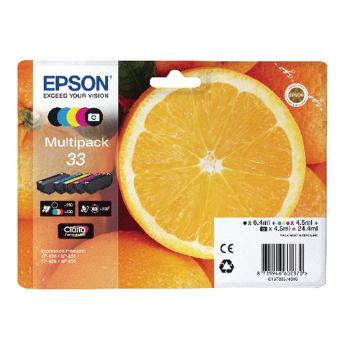EPSON T3337 (C13T33374011) - originální cartridge, černá + barevná, 6,4ml/4x4,5ml