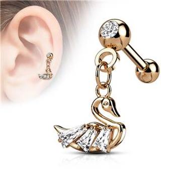 Šperky4U Cartilage piercing do ucha - labuť - CP1084-RD