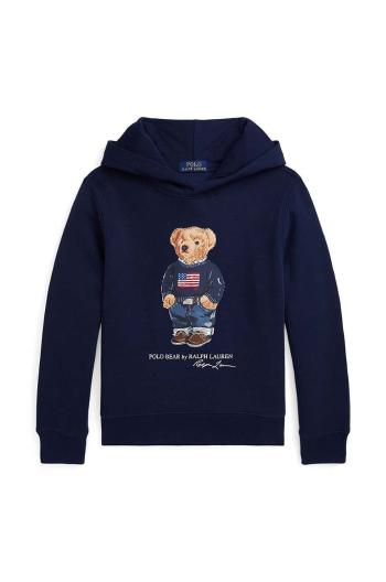 Dětská mikina Polo Ralph Lauren tmavomodrá barva, s kapucí, s potiskem, 323920645003