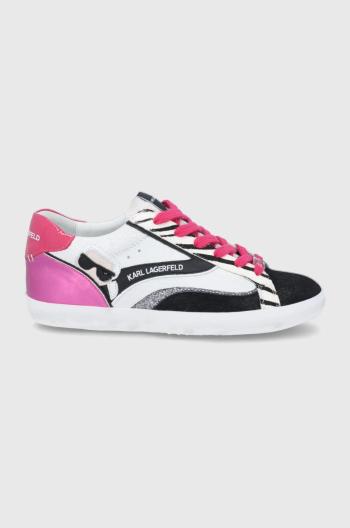Kožené boty Karl Lagerfeld Skool růžová barva