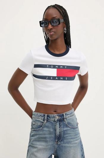 Bavlněné tričko Tommy Jeans bílá barva, DW0DW19044