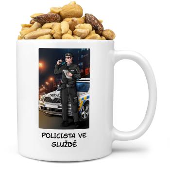 Hrnek Policista doma (Náplň hrníčku: Směs slaných oříšků)