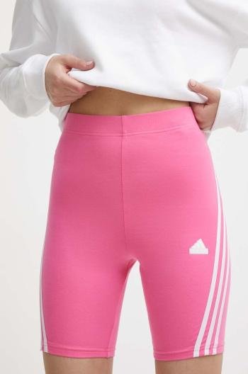 Kraťasy adidas dámské, růžová barva, s aplikací, high waist, IS3630