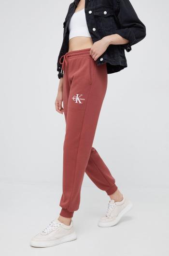 Tepláky Calvin Klein Jeans dámské, červená barva, hladké