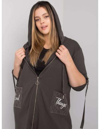 Dámská mikina na zip plus size ZURICH tmavě khaki 