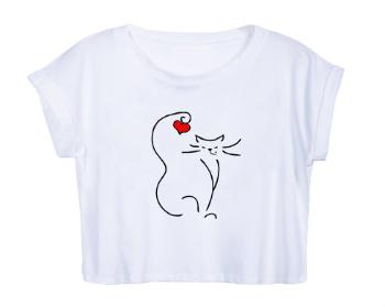 Dámské tričko Organic Crop Top Love cat