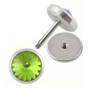 Šperky4U Falešný piercing do ucha, světle zelený zirkon - FP01060-G