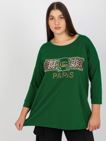 TMAVĚ ZELENÉ TRIČKO S POTISKEM PARIS VI-BZ-2901.49P-DARK GREEN Velikost: ONE SIZE