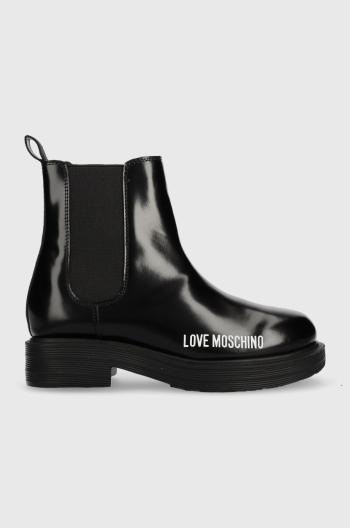 Kožené kotníkové boty Love Moschino dámské, černá barva, na platformě