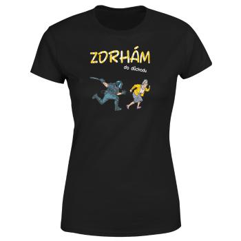 Dámské tričko Zdrhám do důchodu (Velikost: 2XL, Barva trička: Černá)