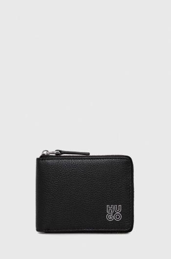 Kožená peněženka HUGO černá barva