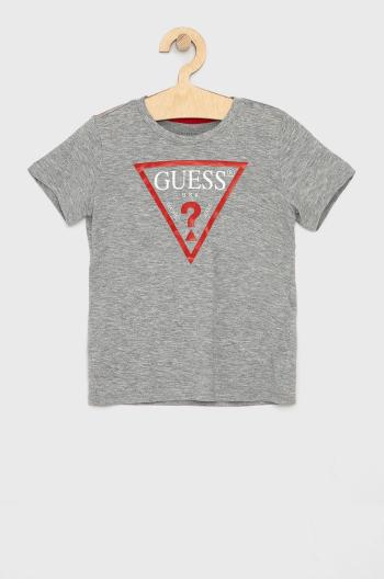 Dětské tričko Guess šedá barva, melanžové