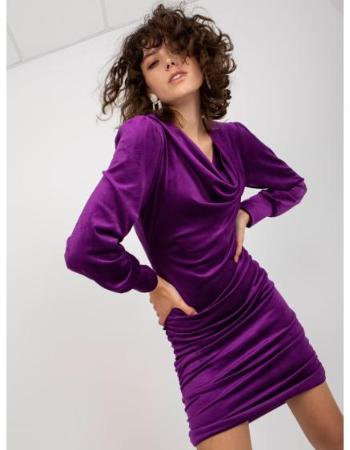 Dámské šaty s volánem koktejlové RUE PARIS fialové