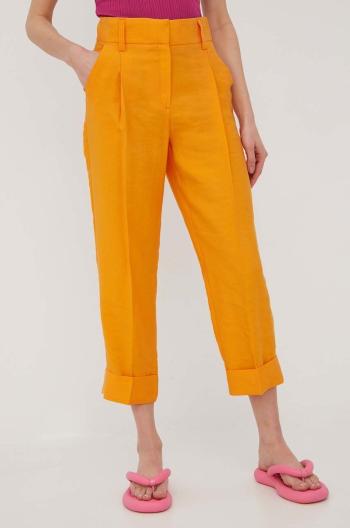 Kalhoty Only dámské, oranžová barva, jednoduché, high waist