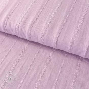 Bavlněná látka VOILE Embroidery Stripes lilac