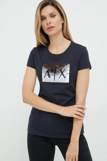 Bavlněné tričko Armani Exchange tmavomodrá barva