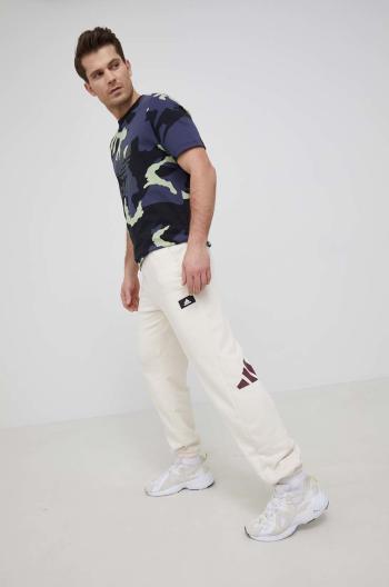 Kalhoty adidas Performance HA1399 pánské, béžová barva, s potiskem