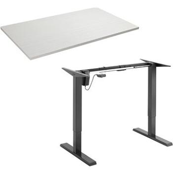 AlzaErgo Table ET2.1 černý + deska TTE-12 120x80cm lamino bílý dub (BUN)