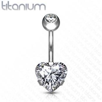 Šperky4U Piercing do pupíku srdce - TITAN - TIT1058-C