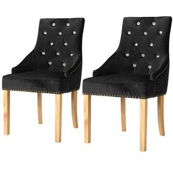 Jídelní židle 2 ks černé masivní dubové dřevo a samet (245511)