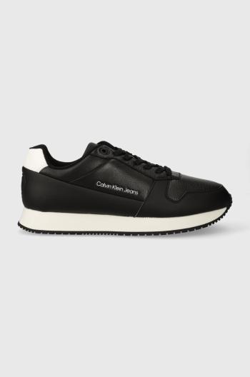 Sneakers boty Calvin Klein Jeans RETRO RUNNER LOW LTH IN SAT černá barva, YM0YM00863