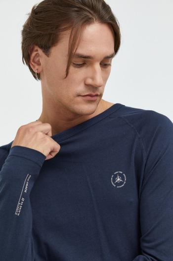 Bavlněné tričko s dlouhým rukávem Jack & Jones Jcotech , tmavomodrá barva, s potiskem