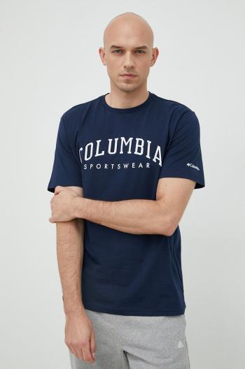 Bavlněné tričko Columbia tmavomodrá barva