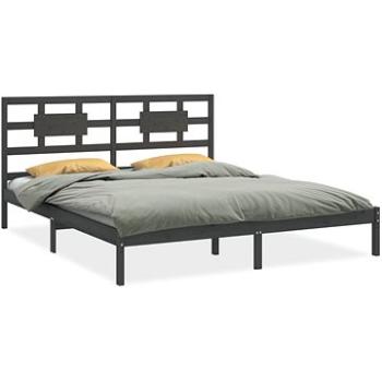 Rám postele šedý masivní dřevo 200 × 200 cm, 3105687 (3105687)