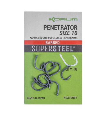 Korum Háčky Supersteel Penetrator Hooks Barbed 10ks - vel. 12