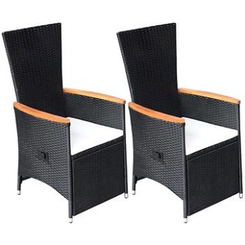 Nastavitelné zahradní židle 2 ks s poduškami polyratan černé 47683 (47683)
