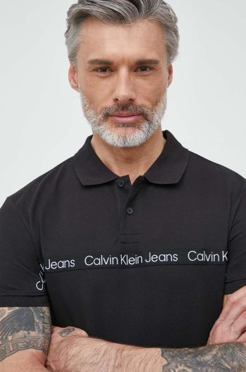 Polo tričko Calvin Klein Jeans černá barva, s aplikací