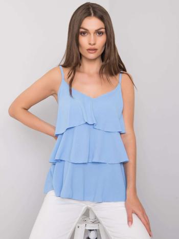 MODRÝ DÁMSKÝ TOP S VOLÁNKY -MK-BZ-A69.75P-BLUE Velikost: ONE SIZE