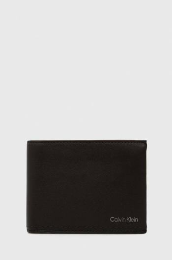 Kožená peněženka Calvin Klein hnědá barva