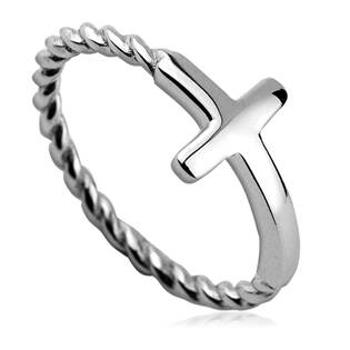 Šperky4U Stříbrný prsten kříž - velikost 56 - ZB82014-56