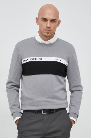 Bavlněný svetr Armani Exchange pánský, šedá barva, lehký