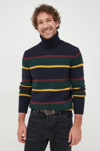 Vlněný svetr Polo Ralph Lauren pánský, tmavomodrá barva, hřejivý, s golfem