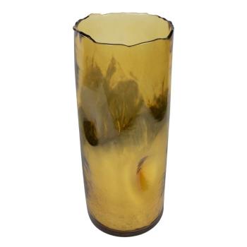 Zlatý skleněný svícen / váza s prohnutím - Ø16,5*40cm SHHGA6