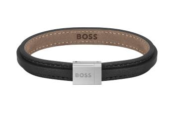 Hugo Boss Černý kožený náramek pro muže Grover 1580328 18 cm