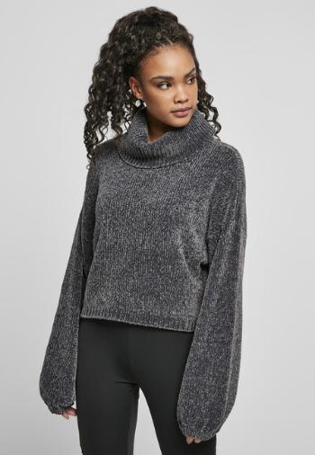 Urban Classics Ladies Short Chenille Turtleneck Sweater asphalt - L