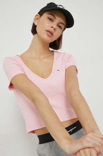 tričko Tommy Jeans , růžová barva
