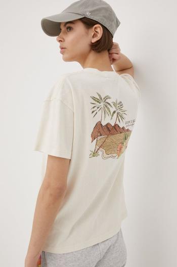 Bavlněné tričko Rip Curl béžová barva