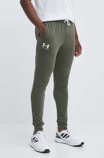 Tepláky Under Armour zelená barva, s potiskem, 1380843