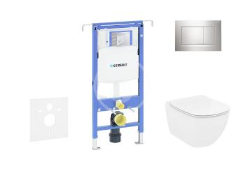 GEBERIT Duofix Modul pro závěsné WC s tlačítkem Sigma30, lesklý chrom/chrom mat + Ideal Standard Tesi WC a sedátko, Rimless, SoftClose 111.355.00.5 NE6