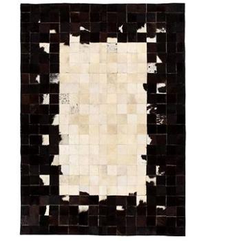 Koberec patchwork pravá kůže 80x150 cm čtverce černobílý (132622)