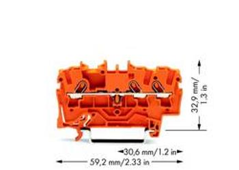 Průchodková svorka WAGO 2001-1302, pružinová svorka, 4.20 mm, oranžová, 100 ks